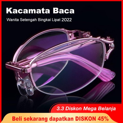 2021 Kacamata Baca Wanita Setengah Bingkai Lipat