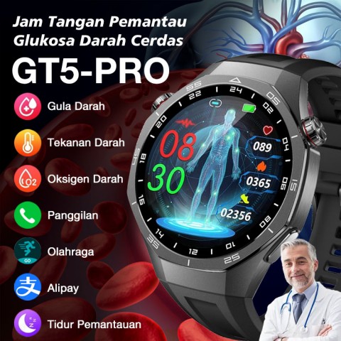 Jam Tangan Pintar Pemantau Glukosa Darah GT5-pro
