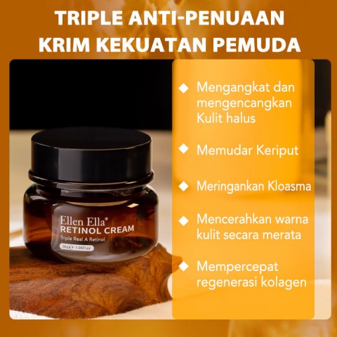 ELLEN ELLA Triple Retinol Anti Aging dan Krim Wajah Gloss 30g