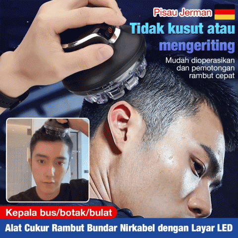 Alat Cukur Rambut Bundar Tanpa Kabel dengan Layar LED