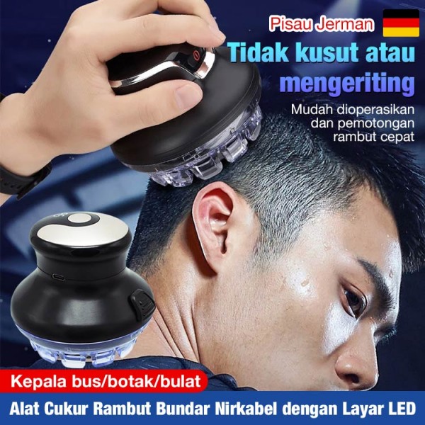 Alat Cukur Rambut Bundar Tanpa Kabel dengan Layar LED