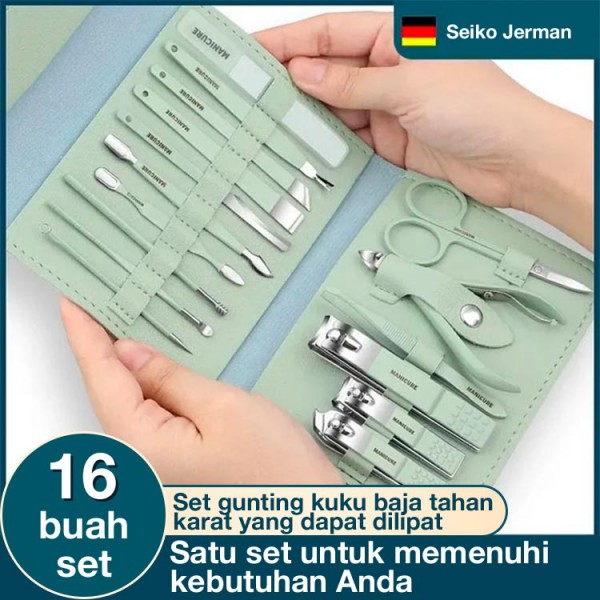 Set gunting kuku baja tahan karat yang dapat dilipat