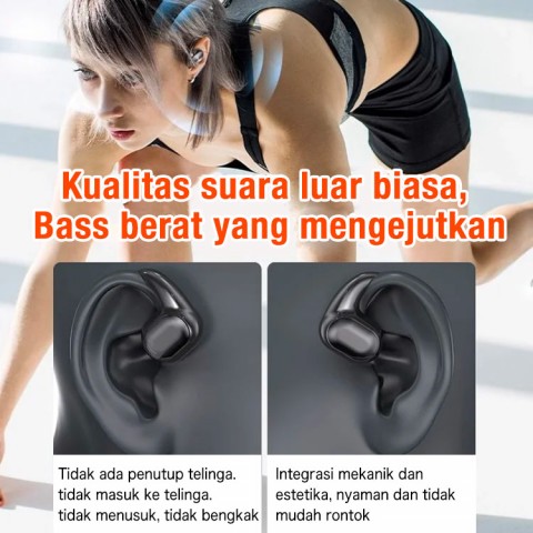 headset Bluetooth gantung telinga konduksi tulang asli yang tahan lama