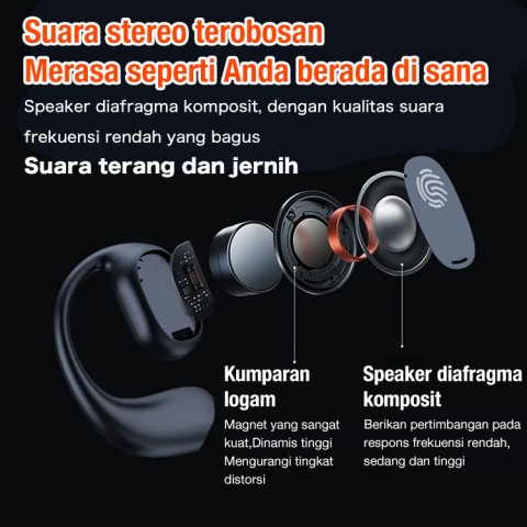 headset Bluetooth gantung telinga konduksi tulang asli yang tahan lama