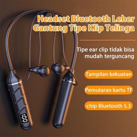 Headset Bluetooth Leher Gantung Tipe Klip Telinga