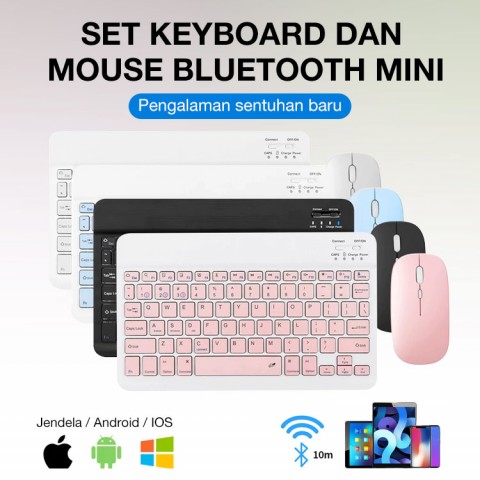 Set Keyboard dan Mouse Bluetooth Mini