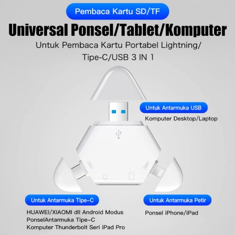 Pembaca Kartu SD USB 3-in-1