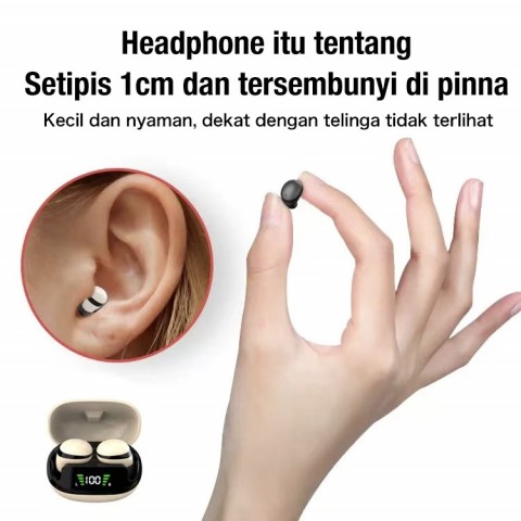 TWS Mini Earbud Tak Terlihat dengan Mikrofon Bluetooth 5.3 Pengurangan Kebisingan