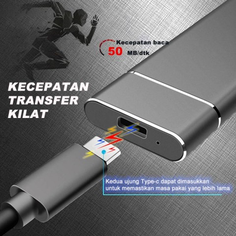 Mini Portabel SSD Ultra Kecepatan Eksternal Solid State Drive USB3.1