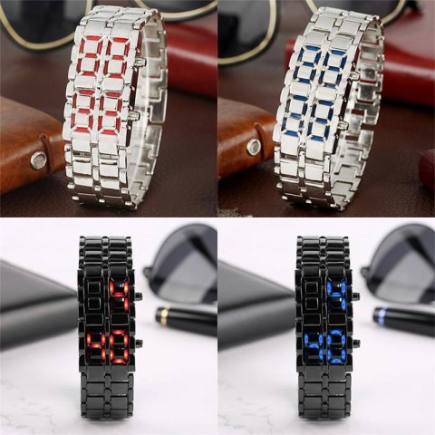 Jam Tangan Gelang Stainless Steel Digital LED