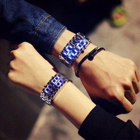 Jam Tangan Gelang Stainless Steel Digital LED