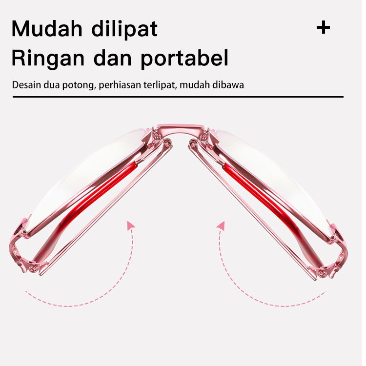 Diskon Warga Senior - 2022 Kacamata Baca Wanita Setengah Bingkai Lipat-beli sekarang dapatkan gratis kotak kacamata
