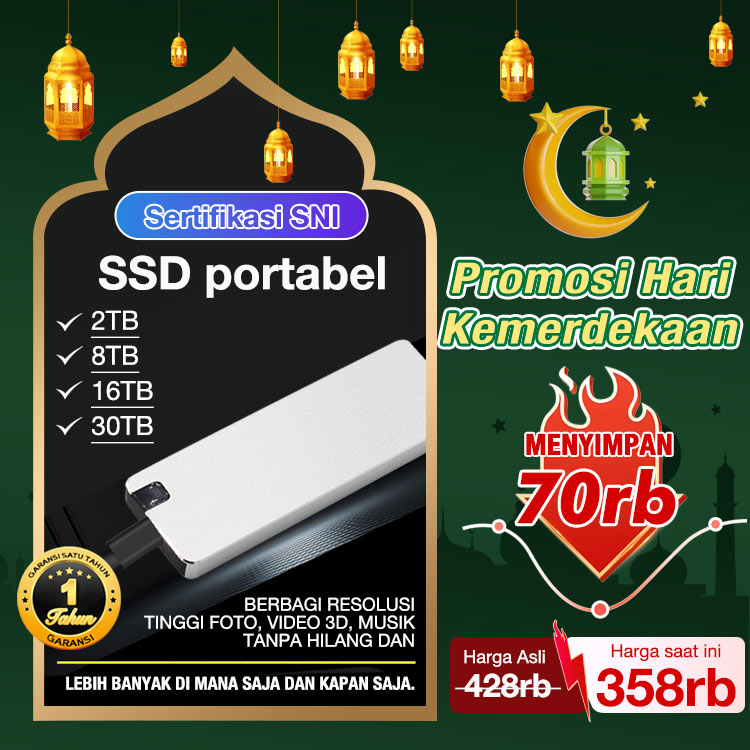 Promosi Hari Kemerdekaan- Menyimpan 70RB -Garansi satu tahun-SSD Portabel Baru yang Ditingkatkan - Pasang dan Mainkan, Hingga 30TB, Kecepatan pencahayaan