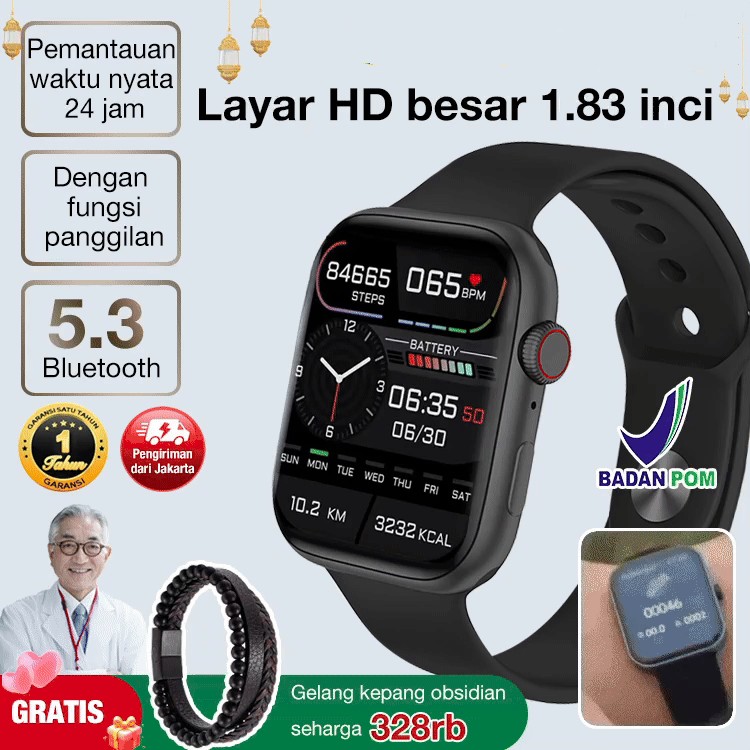 Hadiah Gratis Gelang Kepang Obsidian-Jam Tangan Pengukuran Glukosa Darah Tanpa Rasa Sakit yang Cerdas-Sertifikasi BPOM-mengukur kadar gula darah, detak jantung, kualitas tidur, dan kesehatan umum lainnya